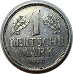 Германия • ФРГ 1950 г. J (Гамбург) • KM# 110 • 1 марка • регулярный выпуск • AU ( кат.- $ 10+ )