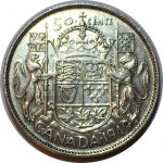 Канада 1950 г. • KM# 45 • 50 центов • Георг VI • серебро • регулярный выпуск • AU-*