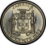 Ямайка 1993 г. • KM# 146.1 • 10 центов • герб Ямайки • Пол Богл • регулярный выпуск • BU-