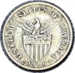 Филиппины 1914 г. S • KM# 170 • 20 сентаво • американский орел на щите • серебро • регулярный выпуск • XF-