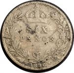 Великобритания 1896 г. • KM# 779 • 6 пенсов • королева Виктория • регулярный выпуск • F