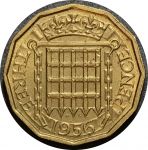 Великобритания 1956 г. • KM# 900 • 3 пенса • Елизавета II • регулярный выпуск • MS BU ( кат. - $10 )