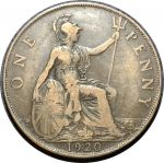 Великобритания 1920 г. • KM# 810 • 1 пенни • Георг V • регулярный выпуск • VF