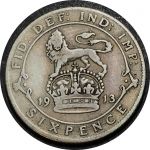 Великобритания 1913 г. • KM# 815 • 6 пенсов • Георг V • регулярный выпуск • F-VF
