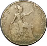 Великобритания 1909 г. • KM# 794.2 • 1 пенни • Эдуард VII • регулярный выпуск • VF