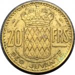 Монако 1950 г. • KM# 131 • 20 франков • Князь Ренье III • герб княжества • регулярный выпуск • XF