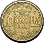 Монако 1950 г. • KM# 130 • 10 франков • Князь Ренье III • герб княжества • регулярный выпуск • XF+