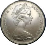 Багамы 1970 г. • KM# 10 • 5 долларов • герб островов • Елизавета II • серебро 925 - 42.12 гр. • регулярный выпуск • MS BU Люкс!!