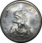Пруссия 1913 г. A • KM# 534 • 3 марки • 100-летие победы над Наполеоном при Лейпциге • памятный выпуск • серебро • BU ( кат. - $60+ )