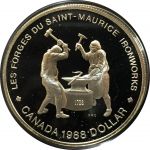Канада 1988 г. • KM# 161 • 1 доллар • Кузницы дю Сен-Морис • Елизавета II • серебро • памятный выпуск • MS BU пруф!