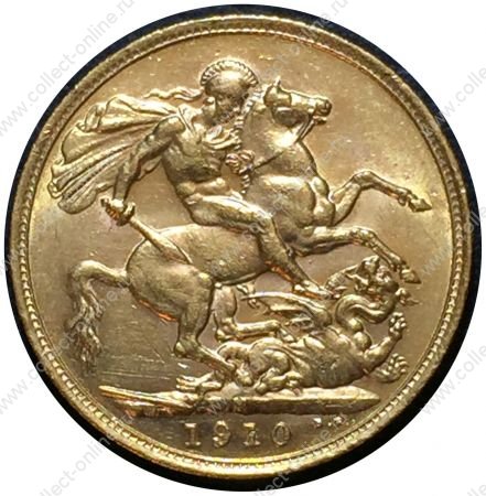 Австралия 1910 г. M • KM# 15 • соверен • Эдуард VII • св. Георгий • золото 917 - 7.99 гр. • регулярный выпуск • MS* BU