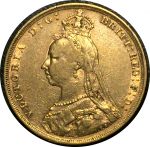 Австралия 1891 г. M • KM# 10 • соверен • королева Виктория(юбилейный портрет) • св. Георгий • золото 917 - 7.98 гр. • регулярный выпуск • XF+
