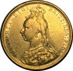 Великобритания 1892 г. • KM# 767 • соверен • королева Виктория(юбилейный портрет) • св. Георгий • золото 917 - 7.98 гр. • регулярный выпуск • XF