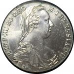Австрия 1780 г. • KM# T1 • талер • торговый, образца 1780 г. (рестрайк) • регулярный выпуск • Мария Терезия • герб Австрии • MS BU