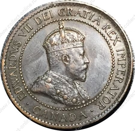 Канада 1902 г. • KM# 8 • 1 цент • Эдуард VII • регулярный выпуск • AU-