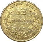 Австралия 1867 г. • KM# 4 • соверен • королева Виктория • золото - 7.99 гр. • регулярный выпуск • XF-