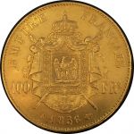 Франция 1856 г. A(Париж) • KM# 786.1 • 100 франков • Наполеон III • золото 900 - 32.76 гр. • регулярный выпуск • AU+ ( кат. - $3000+ ) ®