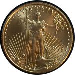 США 2002 г. • KM# 217 • 10 долларов • стоящая "Свобода" • золото 916,7 - 8.48 гр. • MS BU Люкс!!