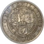 Великобритания 1899 • KM# 780 • 1 шиллинг • королева Виктория(портрет вдовы) • серебро • регулярный выпуск • AU-50 слаб NNC ( кат. - $125 )