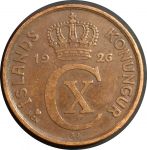 Исландия 1926 г. HCN GJ • KM# 7.1 • 5 эйре • королевская монограмма • регулярный выпуск(первый год) • XF+ ( кат. - $15+ )