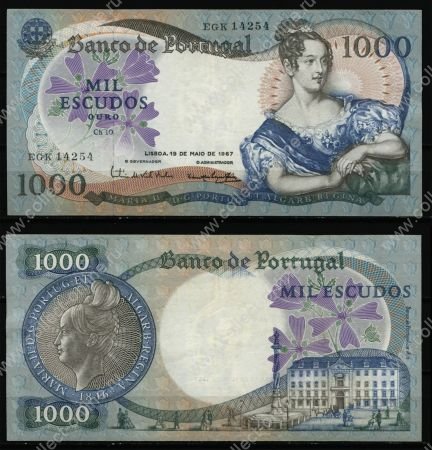 Португалия 1967 г. • P# 172a • 1000 эскудо • Королева Мария II • регулярный выпуск • AU