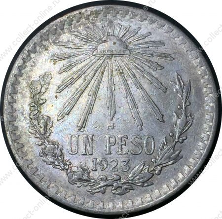 Мексика 1923 г. • KM# 455 • 1 песо • герб Республики • регулярный выпуск • AU