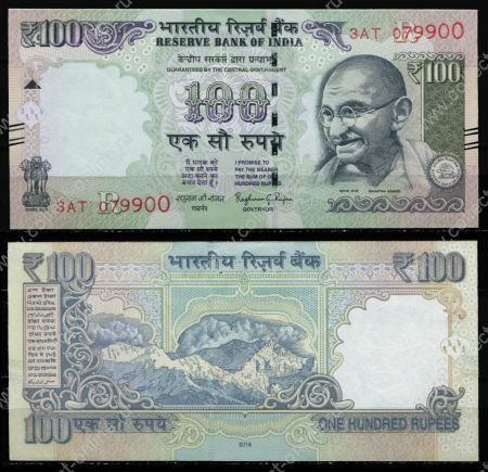 Индия 2016 г. • P# 105 • 100 рупий. Махатма Ганди • регулярный выпуск • UNC пресс