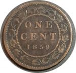 Канада 1859 г. • KM# 1 • 1 цент • королева Виктория • регулярный выпуск • VF+