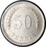 Финляндия 1921 г. • KM# 26 • 50 пенни • регулярный выпуск(первый год) • BU