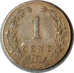Нидерланды 1904 г. • KM# 107 • 1 цент • регулярный выпуск • XF-