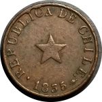 Чили 1835 г. • KM# 114.2 • ½ сентаво • звезда • регулярный выпуск • XF-AU