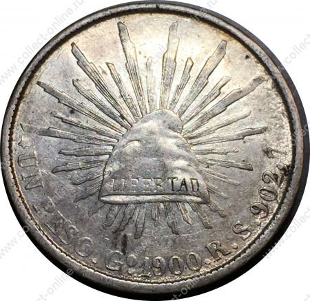 Мексика 1900 г. Go RS (Гуанахуато) • KM# 409.1 • 1 песо • орел • серебро • регулярный выпуск • BU- ( кат. - $300 )