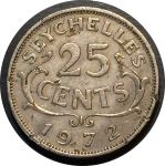 Сейшелы 1972 г. • KM# 11 • 25 центов • Елизавета II • регулярный выпуск • VF-