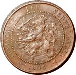 Нидерланды 1906 г. • KM# 134 • 2 ½ цента • регулярный выпуск • VF-XF