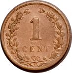 Нидерланды 1878 г. • KM# 107 • 1 цент • регулярный выпуск • VF
