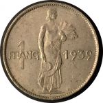 Люксембург 1939 г. • KM# 44 • 1 франк • женщина с пшеницей • регулярный выпуск(год-тип) • MS BU- ( кат. - $10+ )