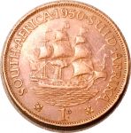 Южная Африка 1950 г. • KM# 34.1 • 1 пенни • Георг VI • парусник • регулярный выпуск • XF+
