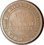 Франция 1853 г. • KM# M24 • 10 сантимов • Визит императора Наполеона III в Лилль • памятный выпуск • F-VF ( тираж - 1000 шт. )