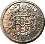 Новая Зеландия 1933 г. • KM# 5 • полкроны • Георг V • герб доминиона • серебро • регулярный выпуск • VF+