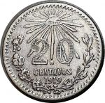 Мексика 1919 г. • KM# 436 • 20 сентаво • серебро • год-тип • XF