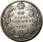 Канада 1912 г. • KM# 25 • 50 центов • Георг V • серебро • регулярный выпуск(первый год) • F-