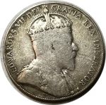 Канада 1909 г. • KM# 12 • 50 центов • Эдуард VII • серебро • регулярный выпуск • VG