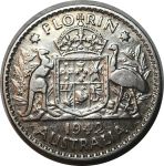 Австралия 1942 г. • KM# 40 • 1 флорин(2 шиллинга) • (серебро) • Георг VI • кенгуру, страус и герб • регулярный выпуск • VF+