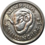 Австралия 1943 г. S • KM# 39 • 1 шиллинг • Георг VI • баран • серебро • регулярный выпуск • AU+