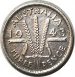 Австралия 1943 г. (m) • KM# 37 • 3 пенса • Георг VI • регулярный выпуск • XF-