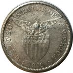 Филиппины 1910 г. S • KM# 172 • 1 песо • американский орел на щите • серебро • регулярный выпуск • BU ( кат. - $225 )