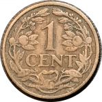Нидерланды 1913 г. • KM# 152 • 1 цент • лев • регулярный выпуск(первый год) • VF ( кат. - $6 )