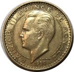 Монако 1950 г. • KM# 130 • 10 франков • Князь Ренье III • герб княжества • регулярный выпуск • AU