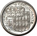 Монако 1965 г. • KM# 145 • ½ франка • Ренье III • герб княжества • регулярный выпуск(первый год) • AU