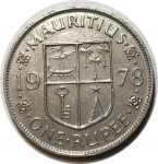 Маврикий 1978 г. • KM# 35.1 • 1 рупия • Елизавета II • герб колонии • регулярный выпуск • XF